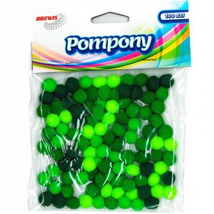 Pompony kreatywne Brewis 1cm Zielone Mix, 100szt